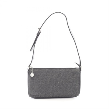 BVLGARI Logo mania Shoulder Bag canvas leather Black Used Women