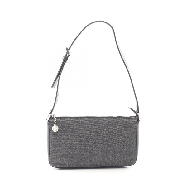 BVLGARI Logo mania Shoulder Bag canvas leather Black Used Women