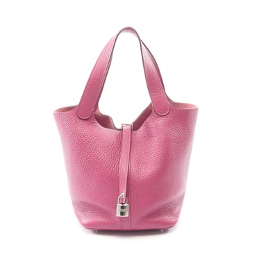 HERMES Picotin Lock MM tote bucket Handbag O Taurillon Clemence Tosca Used SHW