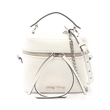 Miu Miu MADRAS chain shoulder crossbody vanity Handbag 5BH122 leather White Used