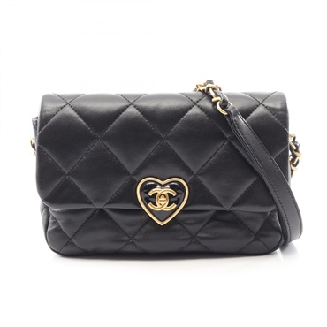 CHANEL Matelasse Heart Rock chain crossbody Shoulder Bag AS3986 Lambskin BK GHW
