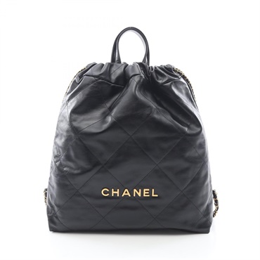 CHANEL Chanel 22 Large Rucksack Backpack drawstring AS3313 leather Black GHW