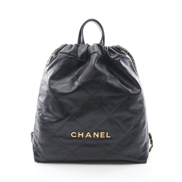CHANEL Chanel 22 Large Rucksack Backpack drawstring AS3313 leather Black GHW