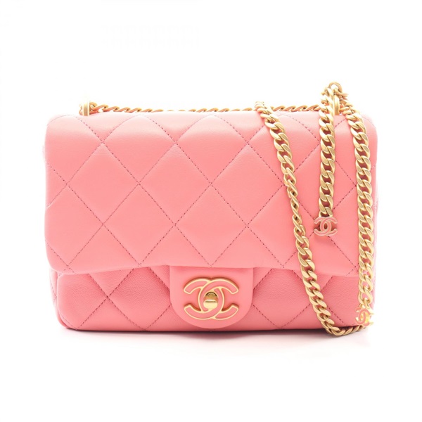 CHANEL Matelasse chain Shoulder Bag AS3114 Lambskin Pink Used Women GHW
