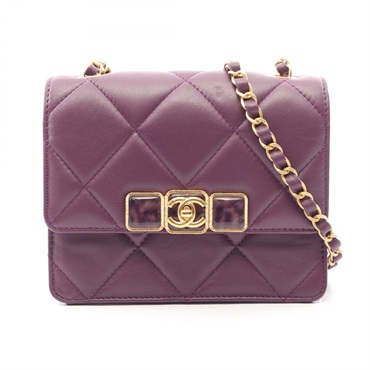 CHANEL Mini Matelasse chain crossbody Shoulder Bag AS3391 Lambskin Purple GHW