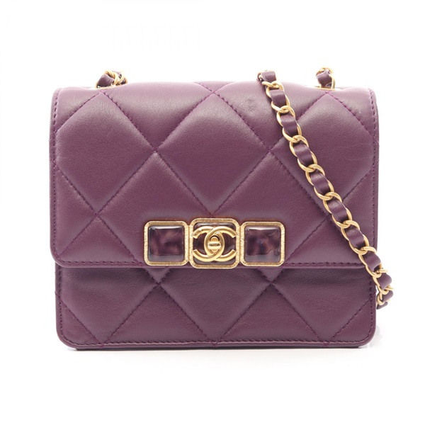 CHANEL Mini Matelasse chain crossbody Shoulder Bag AS3391 Lambskin Purple GHW