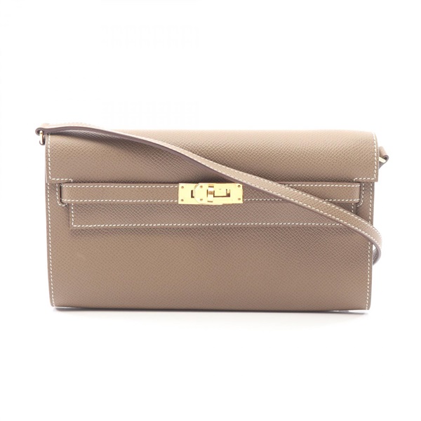 HERMES Kelly to go Shoulder crossbody Bag Y Epsom leather Etoupe Grey Used GHW