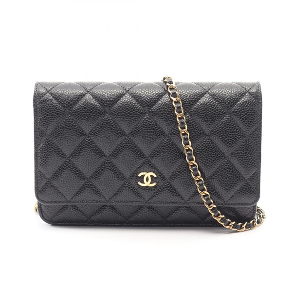 CHANEL Matelasse Shoulder chain crossbody Bag AP0250 Calfskin Black Used GHW