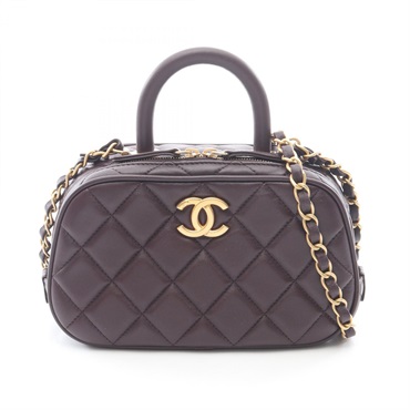 CHANEL Matelasse Mini Bowling chain crossbody Shoulder Bag AS5572 Lambskin GHW