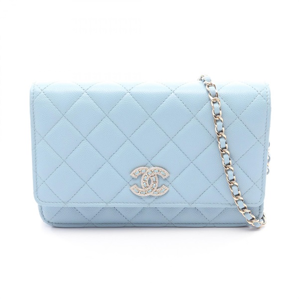 CHANEL 19 chain wallet Shoulder Bag Matelasse AP3516 Calfskin leather Blue GHW