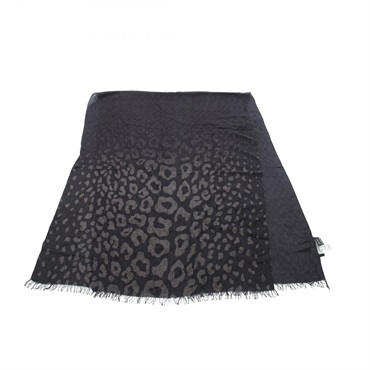GUCCI GG pattern leopard print Stole shawl 325338 Rayon Black Gray Used Women