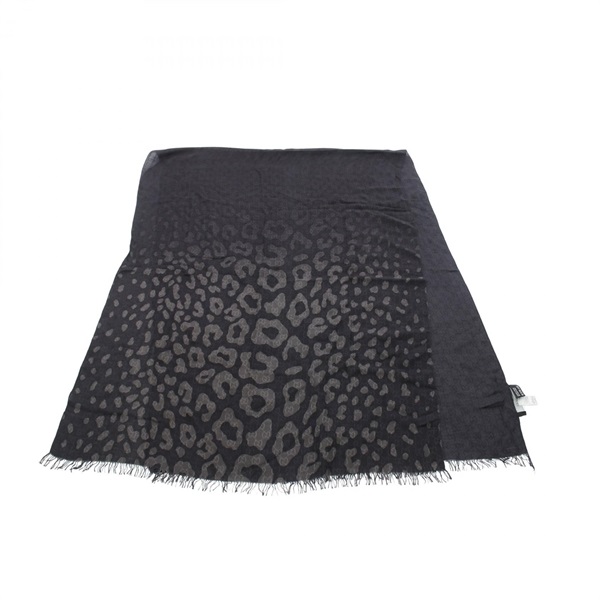 GUCCI GG pattern leopard print Stole shawl 325338 Rayon Black Gray Used Women