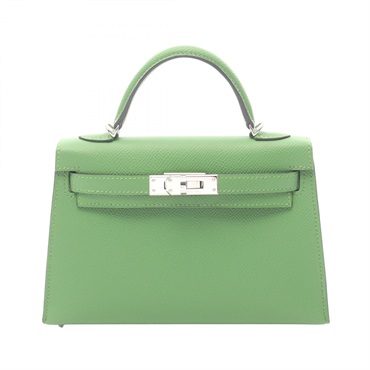 HERMES Mini Kelly 2 shoulder Handbag B Epsom Vert Yucca Used SHW