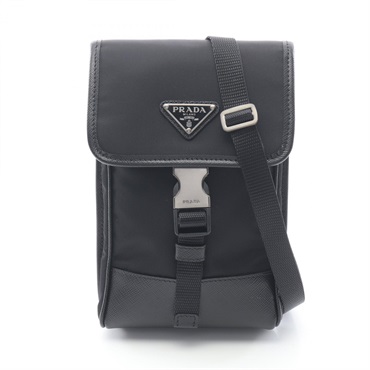 PRADA Phone case Shoulder crossbody Bag 2ZH1092DMH Nylon Saffiano leather Black