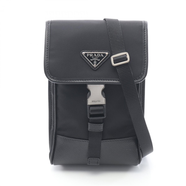 PRADA Phone case Shoulder crossbody Bag 2ZH1092DMH Nylon Saffiano leather Black