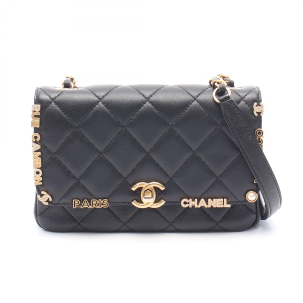 CHANEL Matelasse Mini Flap chain crossbody Shoulder Bag AS3731 leather Black GHW