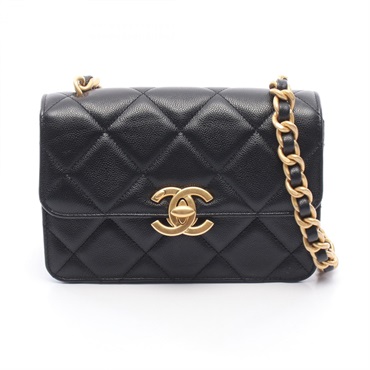 CHANEL Matelasse small flap chain crossbody Shoulder Bag Calfskin leather GHW BK
