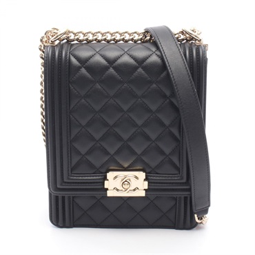 CHANEL Boy Chanel Matelasse Chain Shoulder Crossbody Bag AS0130 leather BK Used