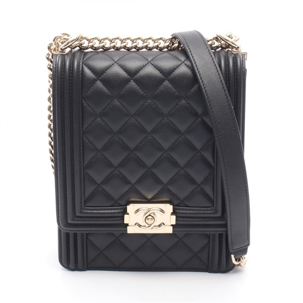 CHANEL Boy Chanel Matelasse Chain Shoulder Crossbody Bag AS0130 leather BK Used