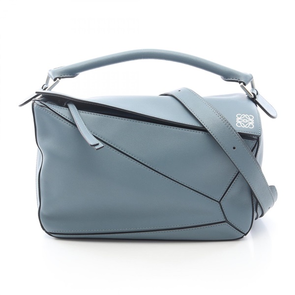 LOEWE Puzzle medium shoulder crossbody Handbag leather Blue Used Women