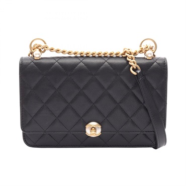 CHANEL Matelasse Chain Shoulder Crossbody Bag AP0862 Lamb leather Black GHW Used