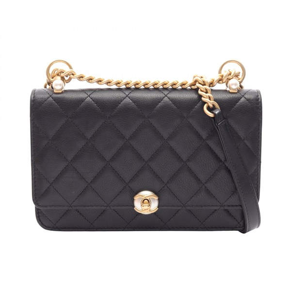 CHANEL Matelasse Chain Shoulder Crossbody Bag AP0862 Lamb leather Black GHW Used