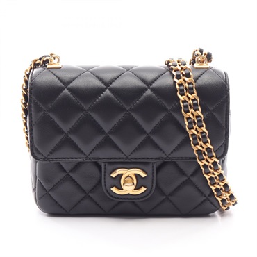 CHANEL Mini Matelasse Chain Shoulder Crossbody Bag AS3442 leather Black GHW Used