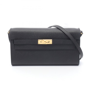 HERMES Kelly to go Shoulder crossbody Bag B Epsom leather Black Used Women GHW
