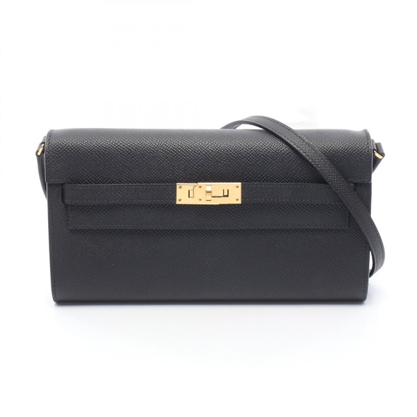 HERMES Kelly to go Shoulder crossbody Bag B Epsom leather Black Used Women GHW