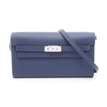 HERMES Kelly to go Shoulder crossbody Bag W Epsom Blue saphir SHW Used Women