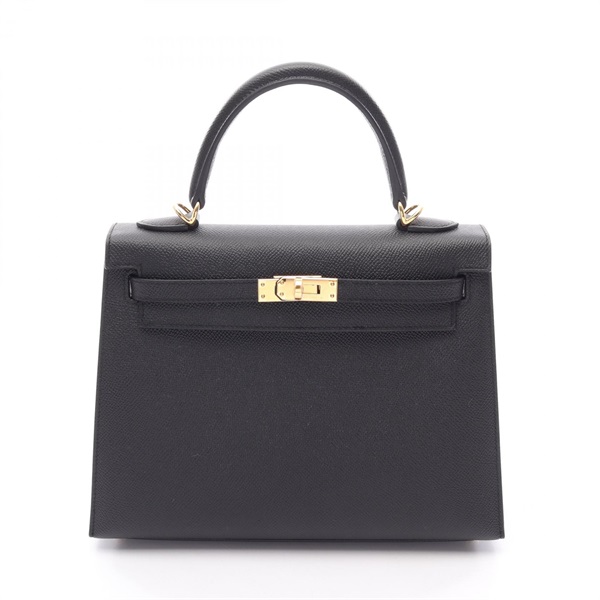 HERMES Kelly 25 outside Stitched shoulder Handbag K Epsom leather Black Used GHW