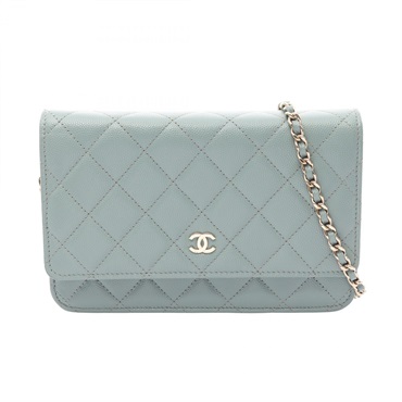 CHANEL Matelasse Chain Shoulder Crossbody Bag Wallet Calf leather Green GHW Used
