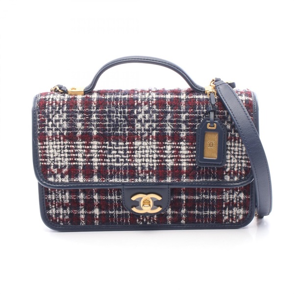 CHANEL Matelasse Small Top Handle Flap chain crossbody Shoulder Bag AS3653 tweed