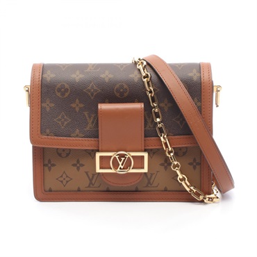 LOUIS VUITTON Dauphine MM chain Shoulder Bag M44391 Monogram Reverse leather LV