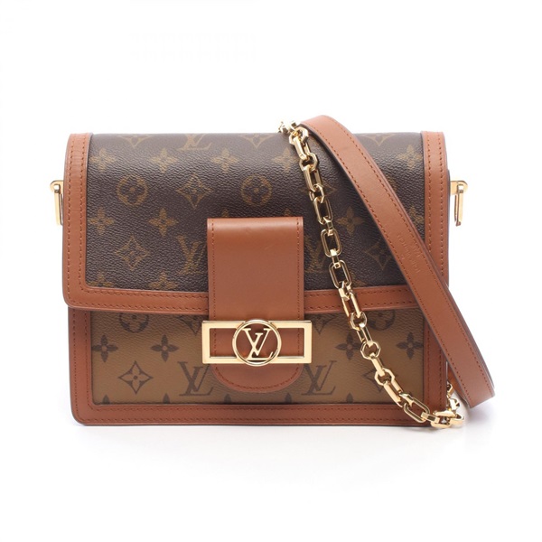 LOUIS VUITTON Dauphine MM chain Shoulder Bag M44391 Monogram Reverse leather LV