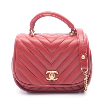 CHANEL Top Handle Chevron V-Stitch Mini chain Shoulder Bag AS8791 Lambskin GHW