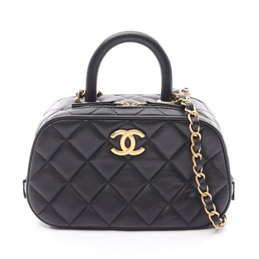 CHANEL Matelasse Mini Bowling chain crossbody Shoulder Bag AS5572 leather GHW BK