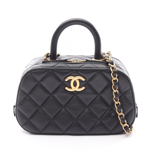 CHANEL Matelasse Mini Bowling chain crossbody Shoulder Bag AS5572 leather GHW BK