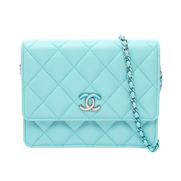 CHANEL Matelasse chain crossbody Shoulder Bag AP3699 Lambskin Tiffany Blue Used