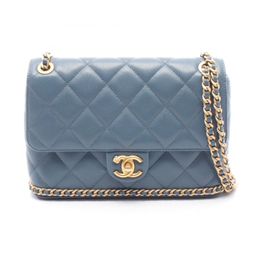 CHANEL Matelasse chain Shoulder Bag AS4431 Calfskin Blue Used GHW