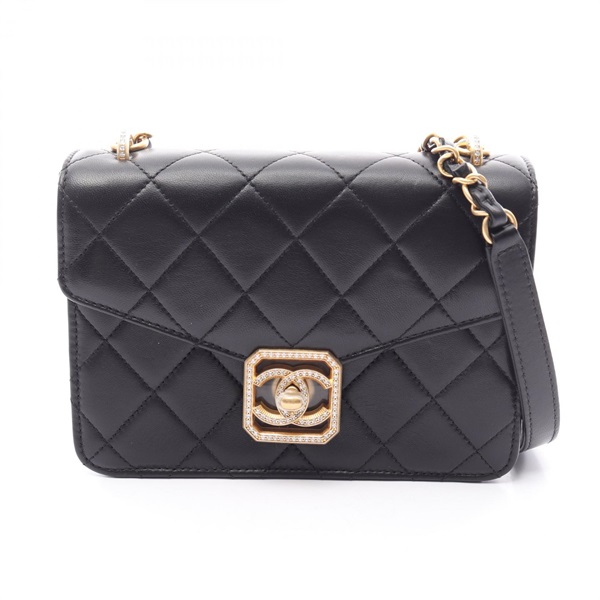 CHANEL Matelasse chain crossbody Shoulder Bag AS2840 Lambskin Black Used GHW