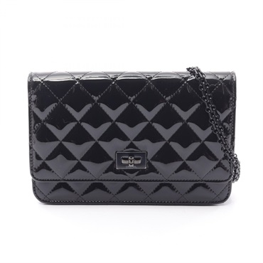 CHANEL 2.55 Matelasse chain Shoulder Bag A70328 Patent leather Black Used BKHW
