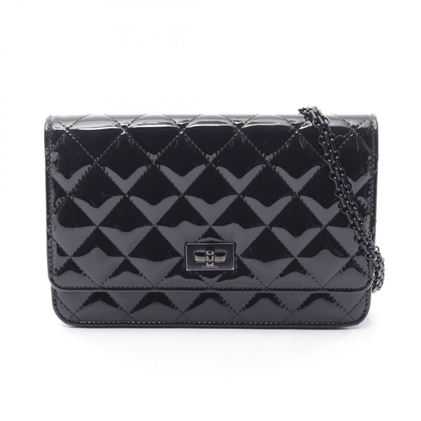 CHANEL 2.55 Matelasse chain Shoulder Bag A70328 Patent leather Black Used BKHW