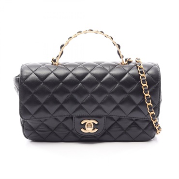 CHANEL Matelasse Top Handle chain crossbody Shoulder Bag AS4408 Lambskin GHW BK