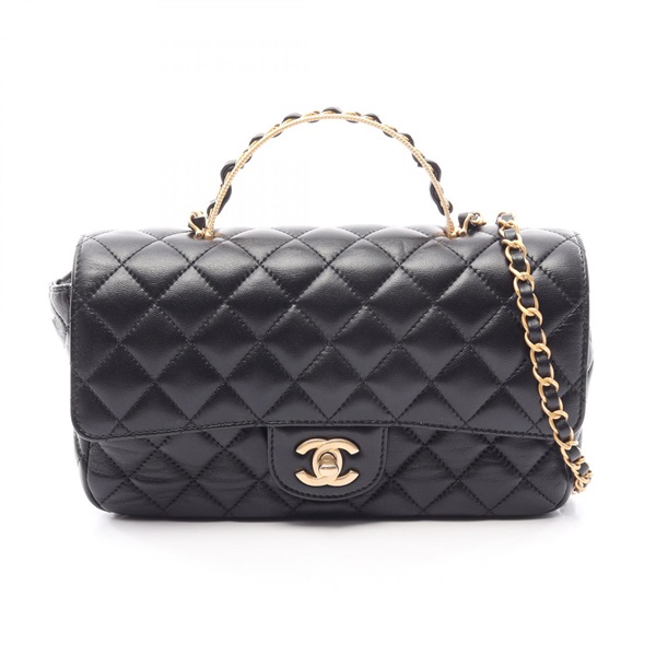 CHANEL Matelasse Top Handle chain crossbody Shoulder Bag AS4408 Lambskin GHW BK