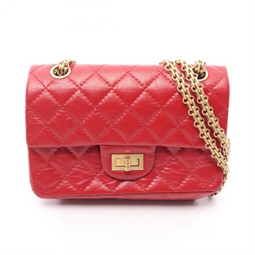 CHANEL 2.55 chain Shoulder Bag AS0874 Calfskin Red Used Women GHW