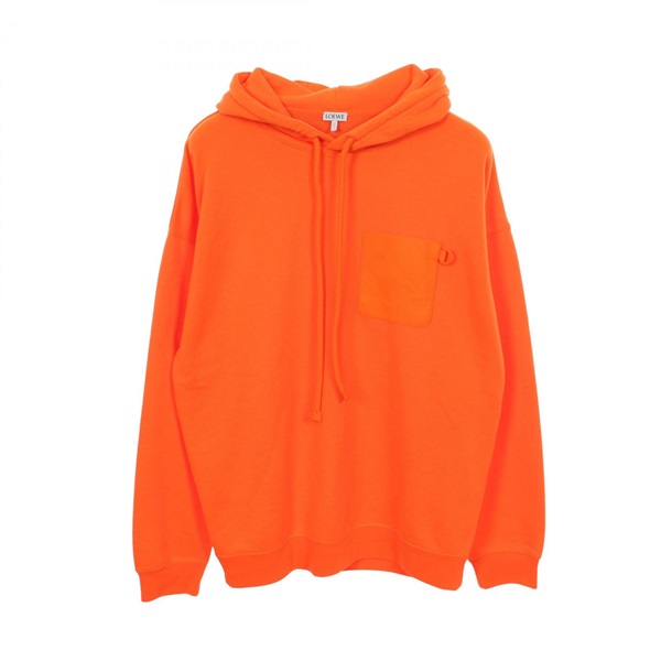 LOEWE Anagram Hoodie Sweatshirt cotton leather polyester Orange Used mens size M