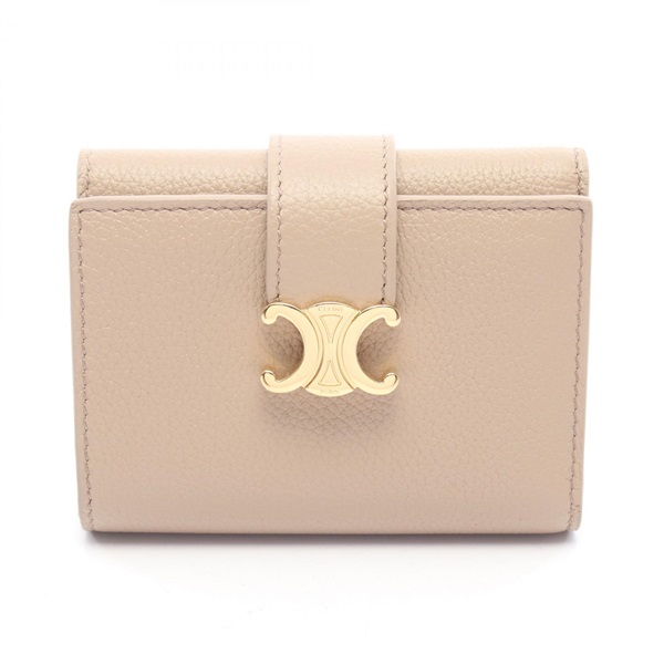 CELINE Fine Strap Nino Tri-fold wallet 10M963GHH leather Beige Used Women