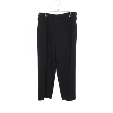 HERMES Side zip Long Pants Trousers #40 pt096 wool Black Used Women