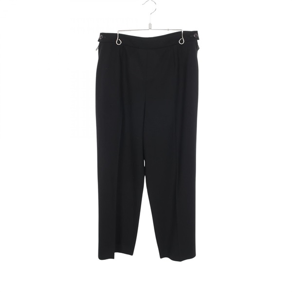 HERMES Side zip Long Pants Trousers #40 pt096 wool Black Used Women